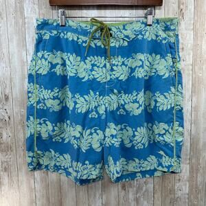 Tommy Bahama Relax Board Shorts Mens Large Blue‎ Hibiscus Mesh Lined Swimsuit